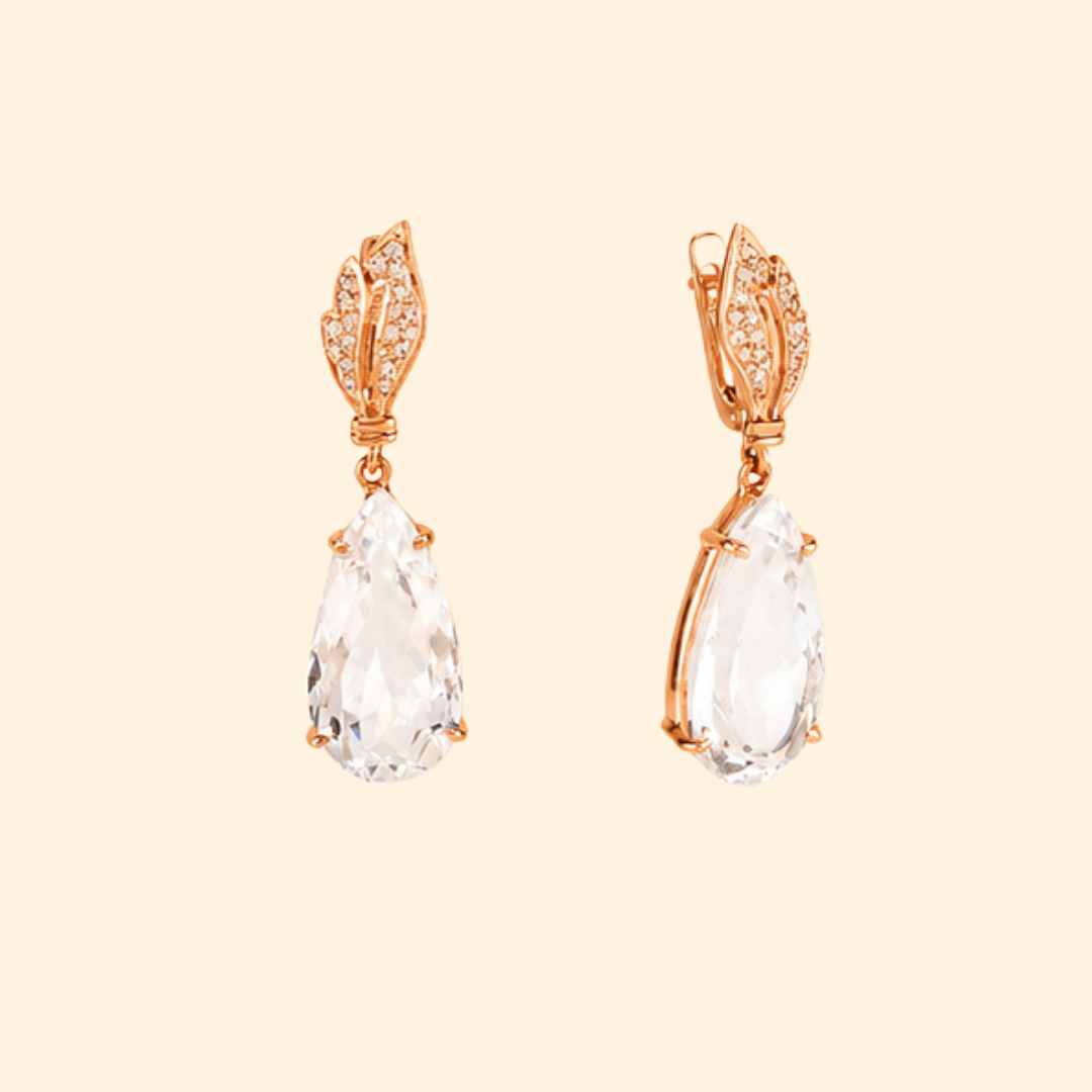 Clear Quartz Pear Earrings