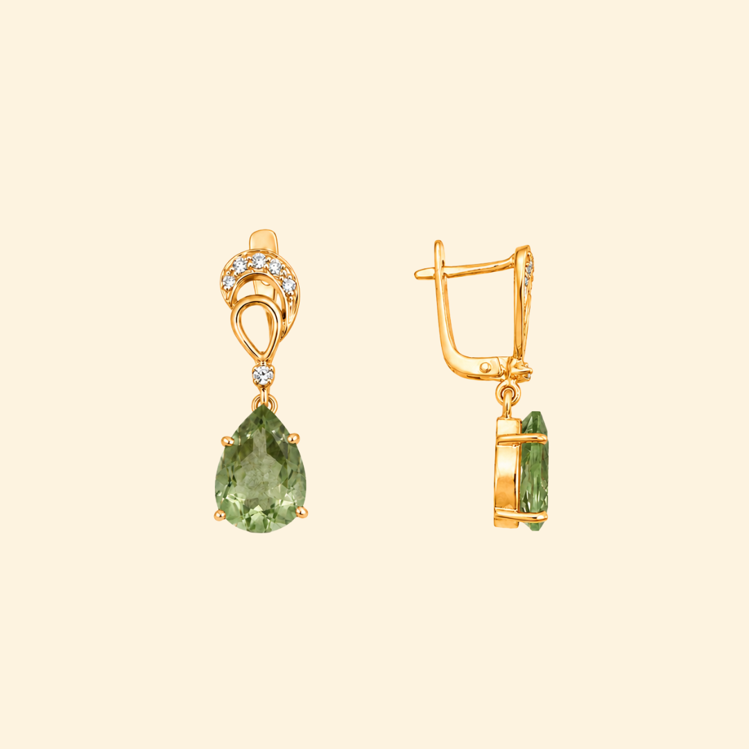 Green Amethyst Pear Earrings