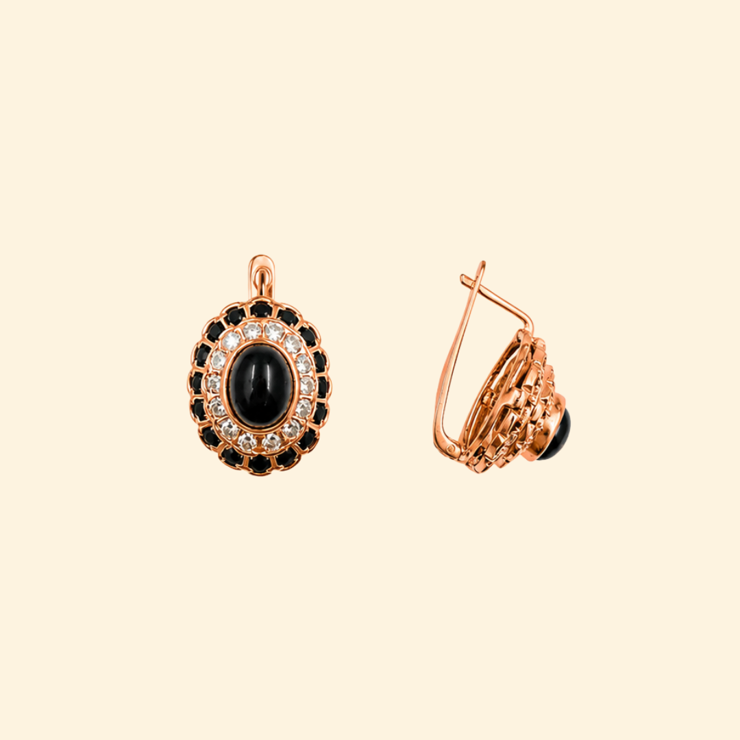 Cosmic Clustre Oval Earrings in Black Star