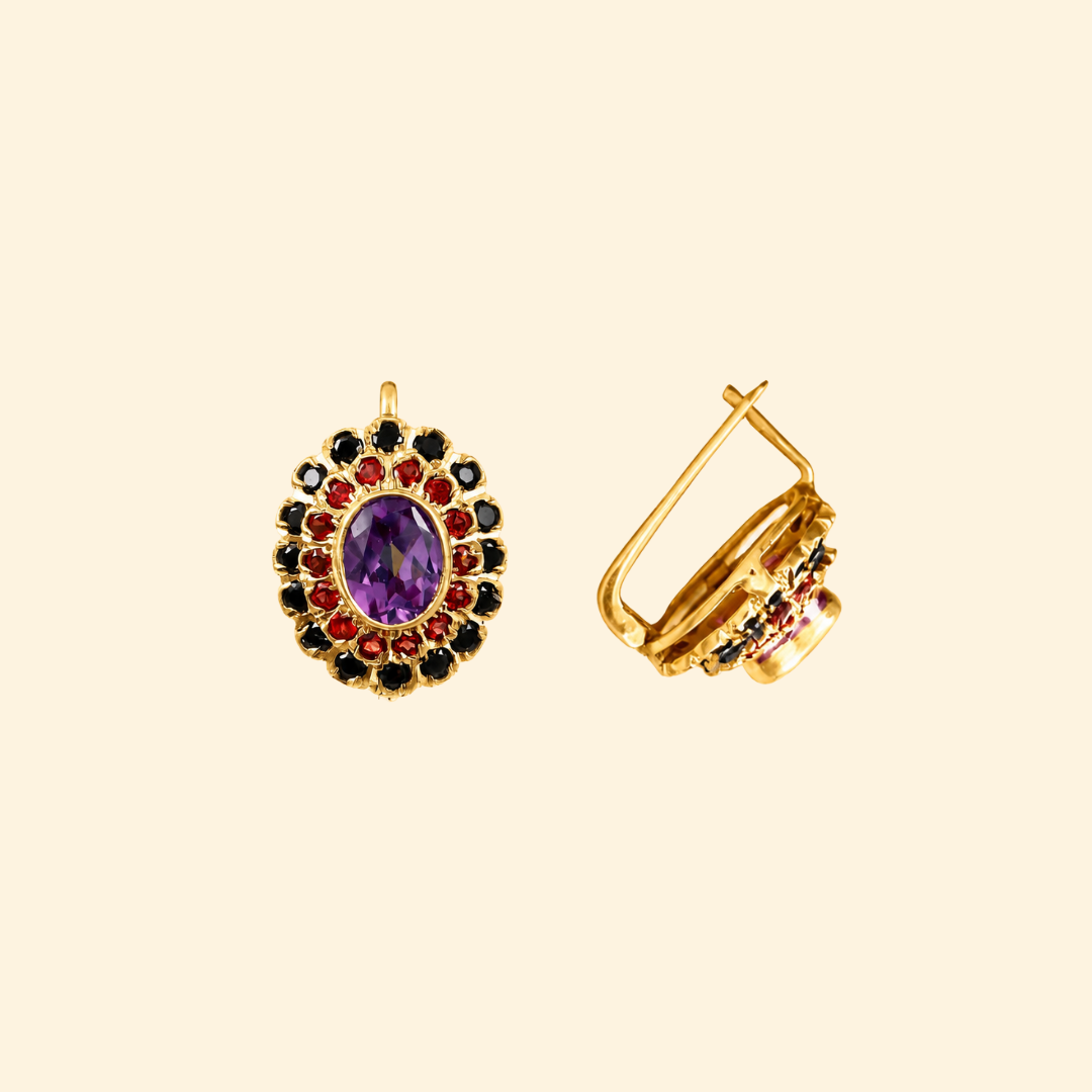 Cosmic Clustre Oval Earrings in Alexandrite