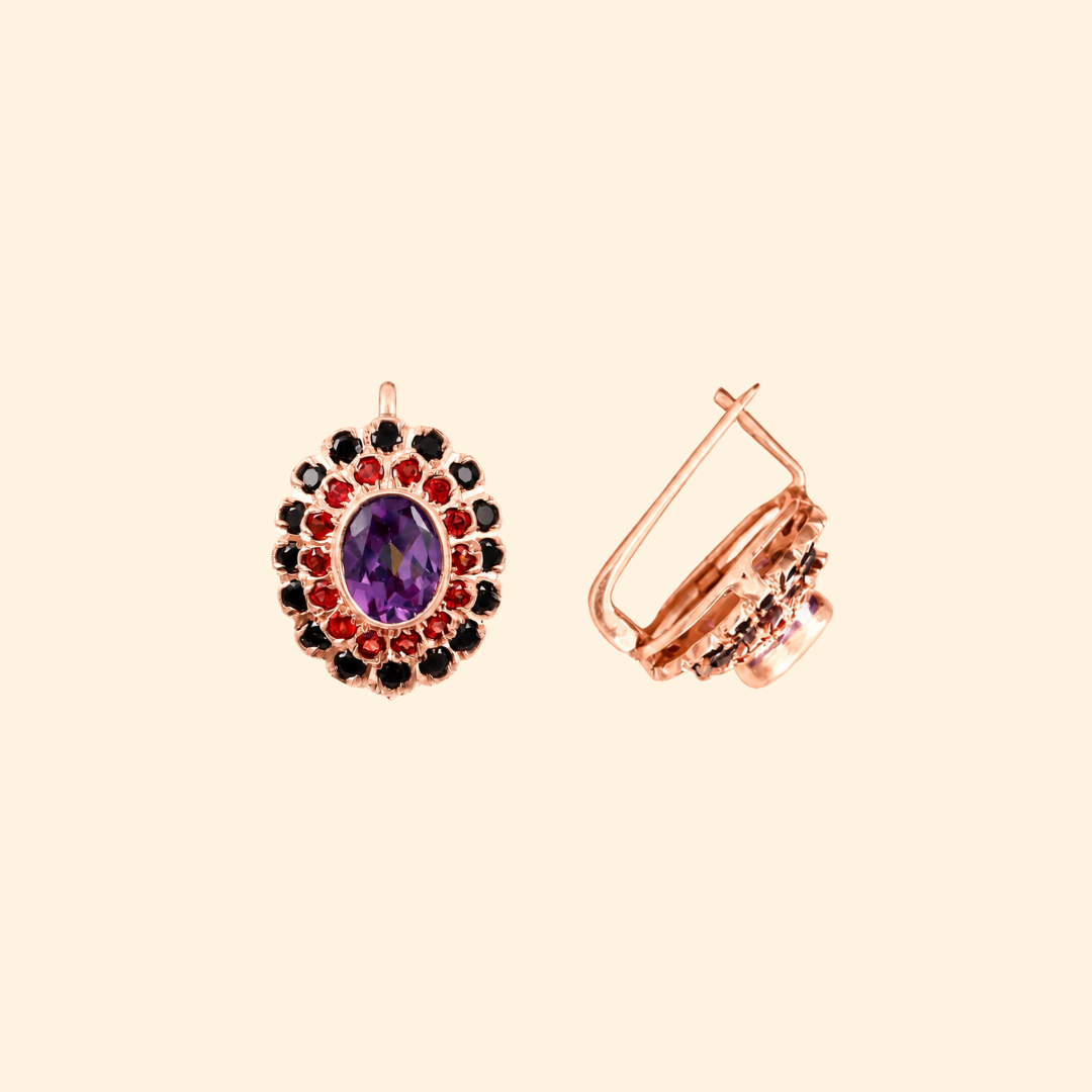 Cosmic Clustre Oval Earrings in Alexandrite