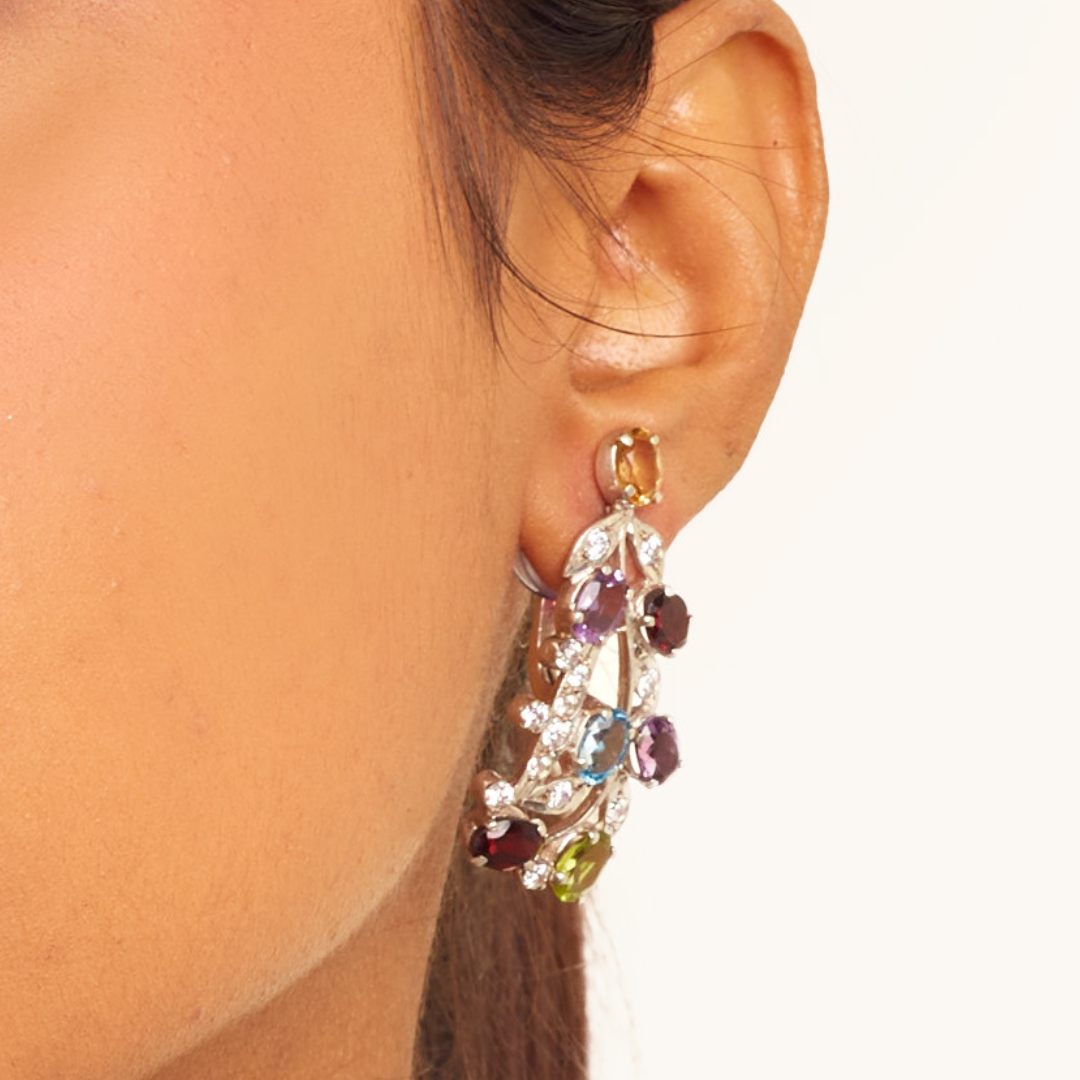 Tulip Earrings in Multi Stone