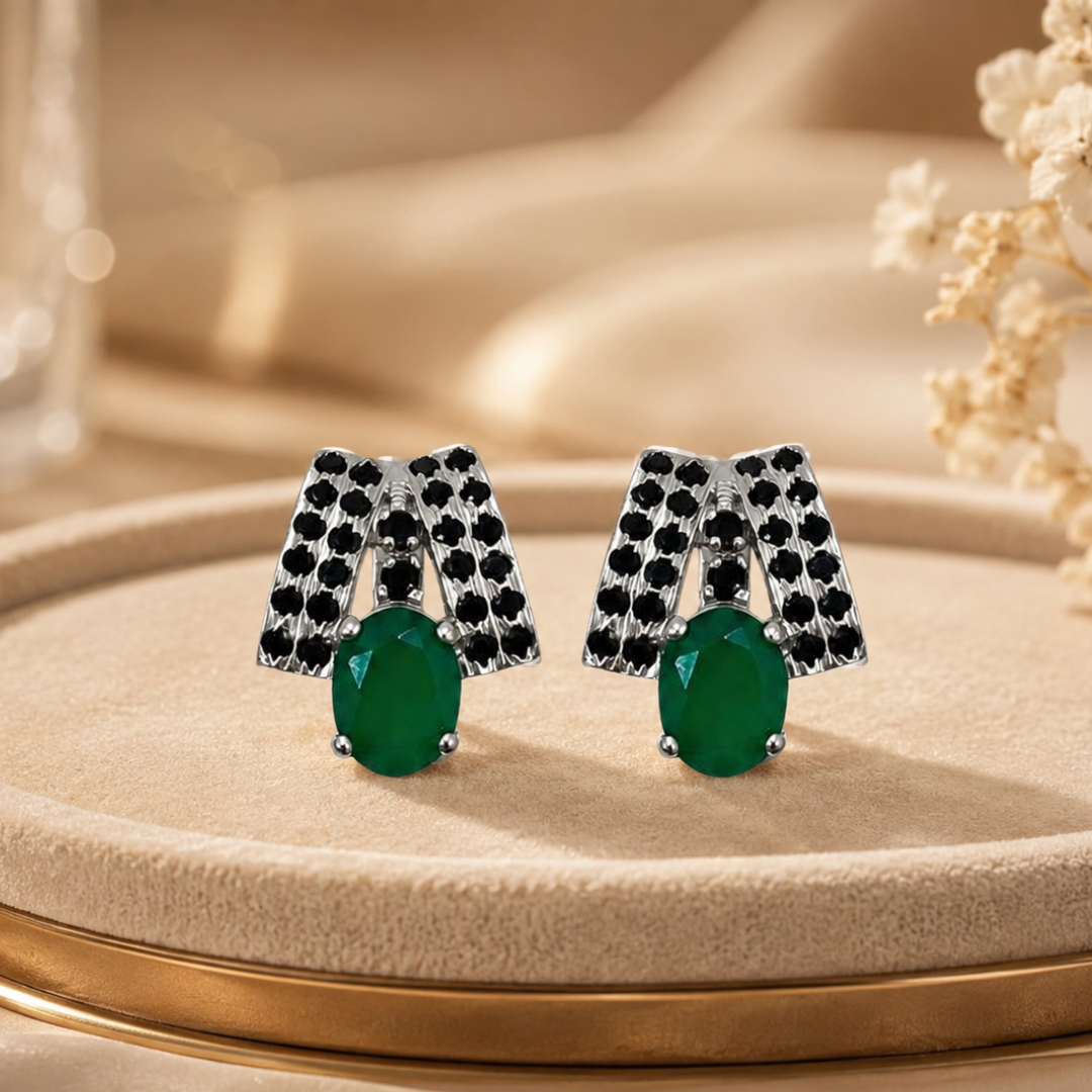 Elegance Cascade in Green Onyx Earrings