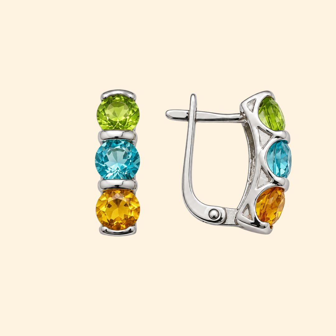 Trinity Multi Stone Earrings