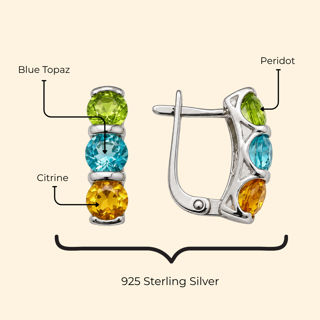 Trinity Multi Stone Earrings