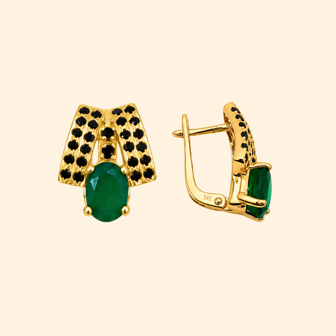Elegance Cascade in Green Onyx Earrings