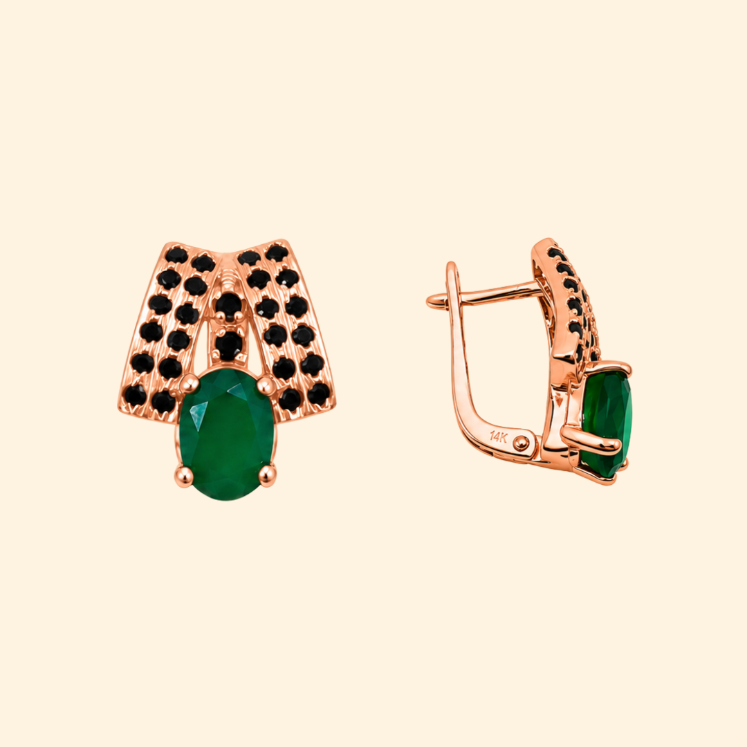 Elegance Cascade in Green Onyx Earrings