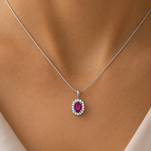 Corallina Oval Ruby Pendant