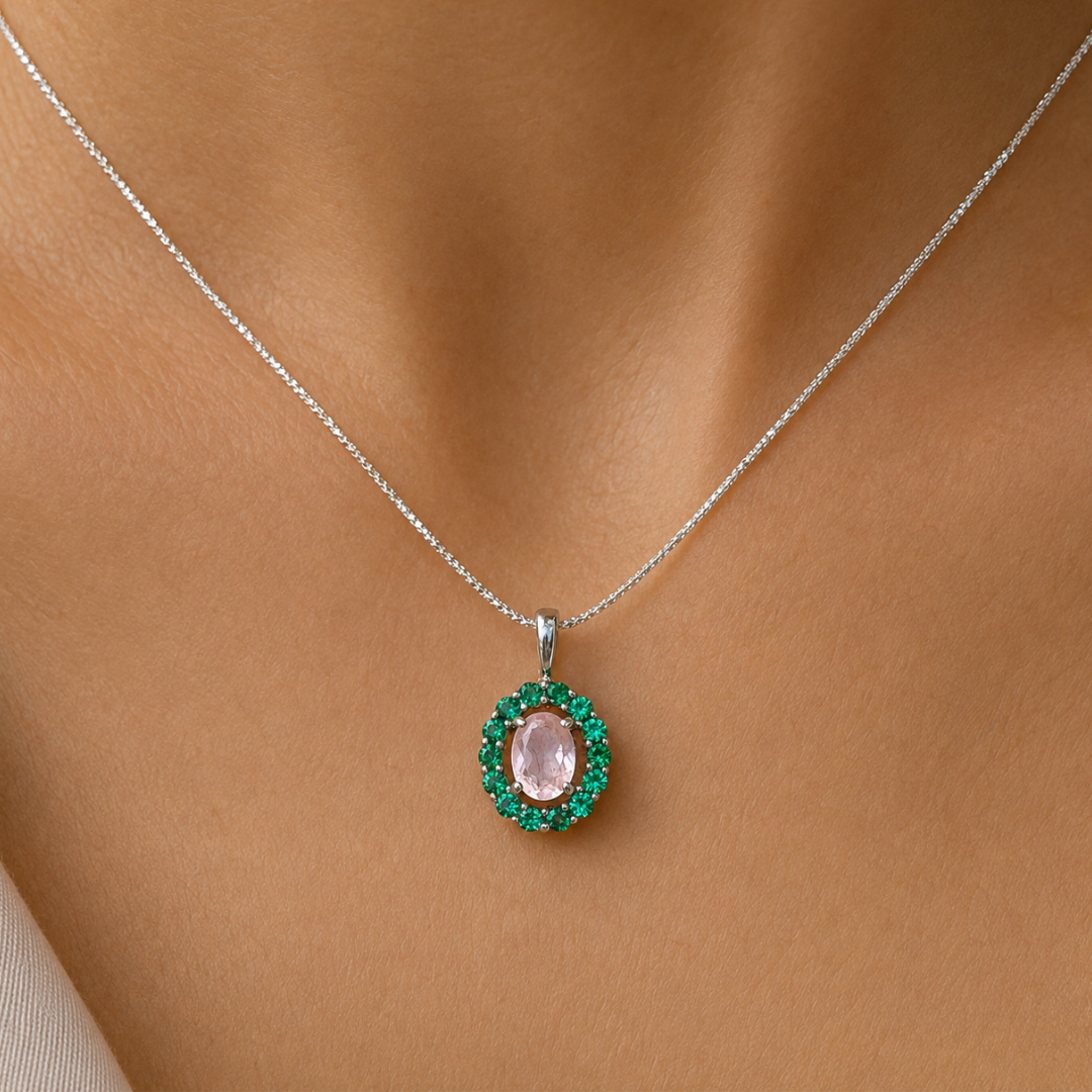 Corallina Oval Rose Quartz Pendant