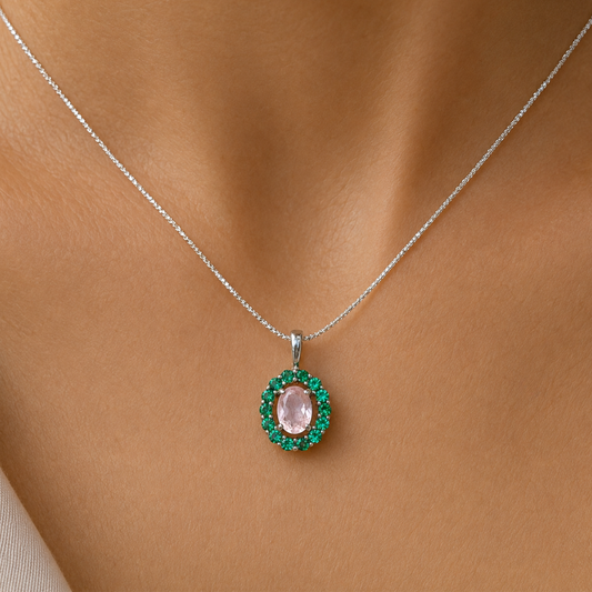 Corallina Oval Rose Quartz Pendant