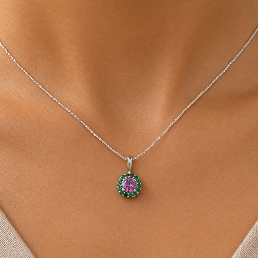 Corallina Round Mystic Quartz Pendant