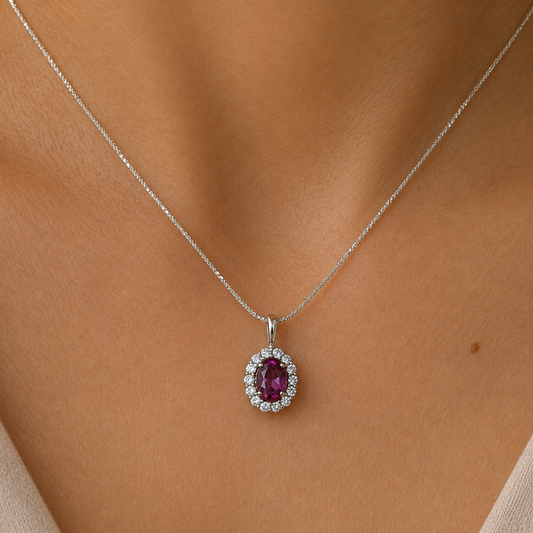 Corallina Oval Rhodolite Pendant