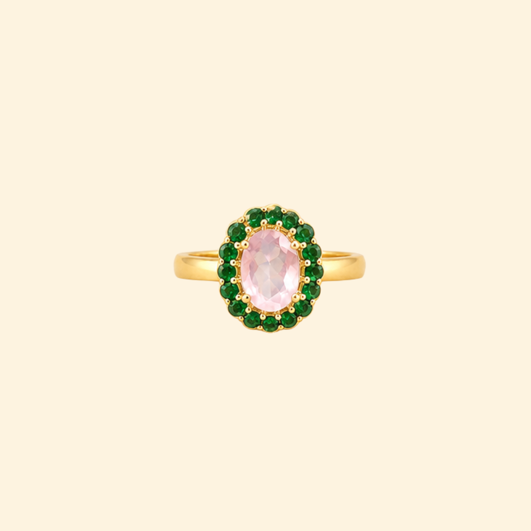 Oval Corallina Ring in Rose Quartz