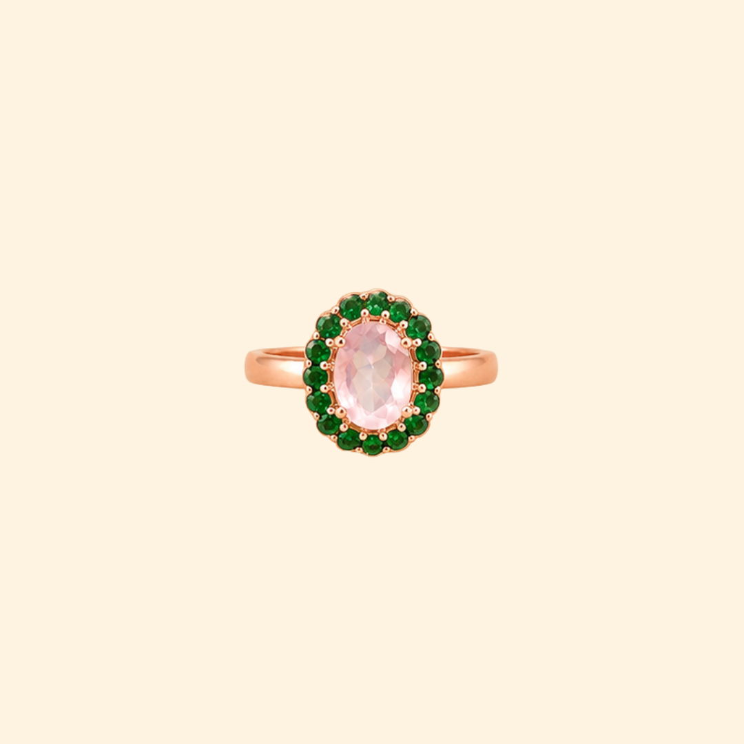 Oval Corallina Ring in Rose Quartz