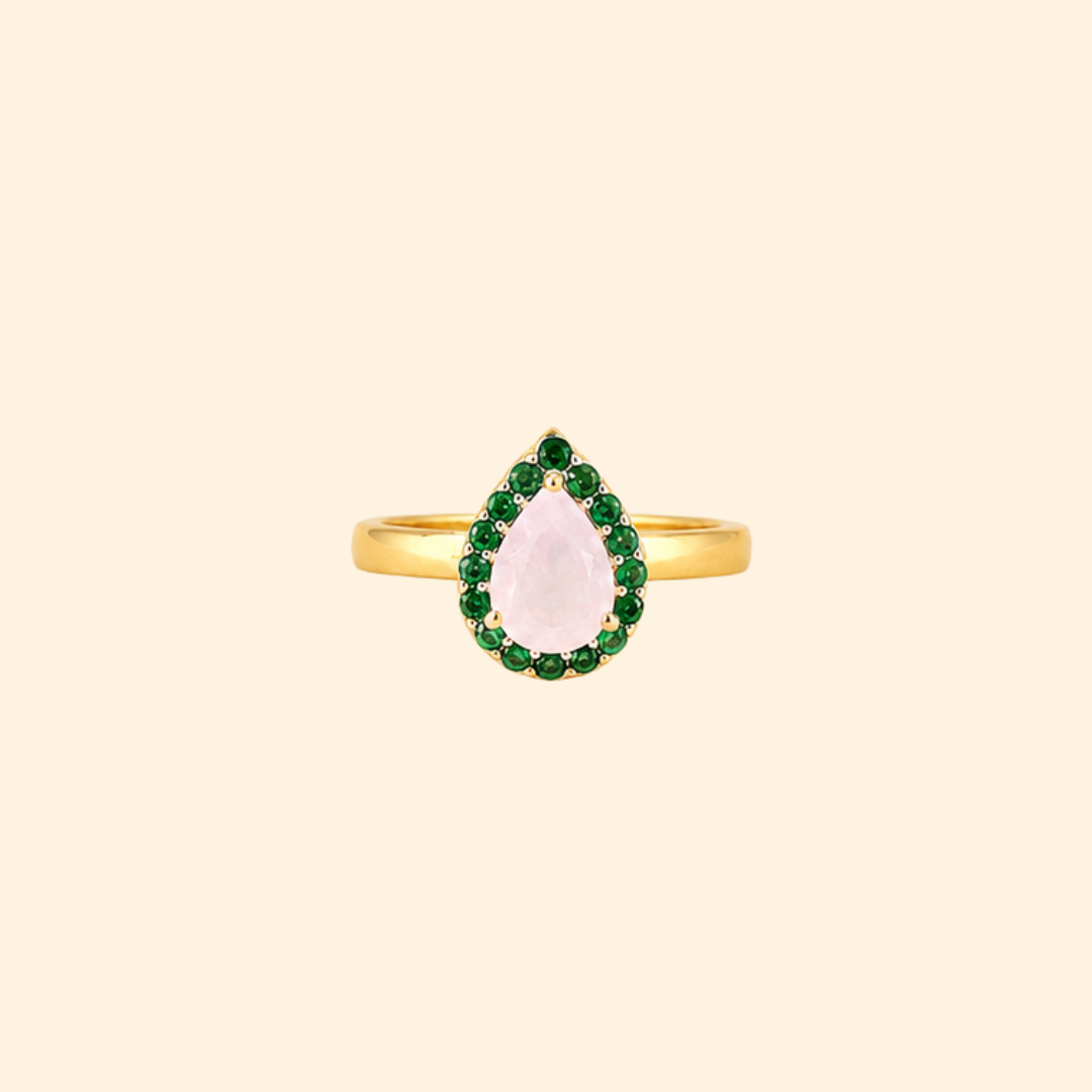 Corallina Pear Rose Quartz Ring
