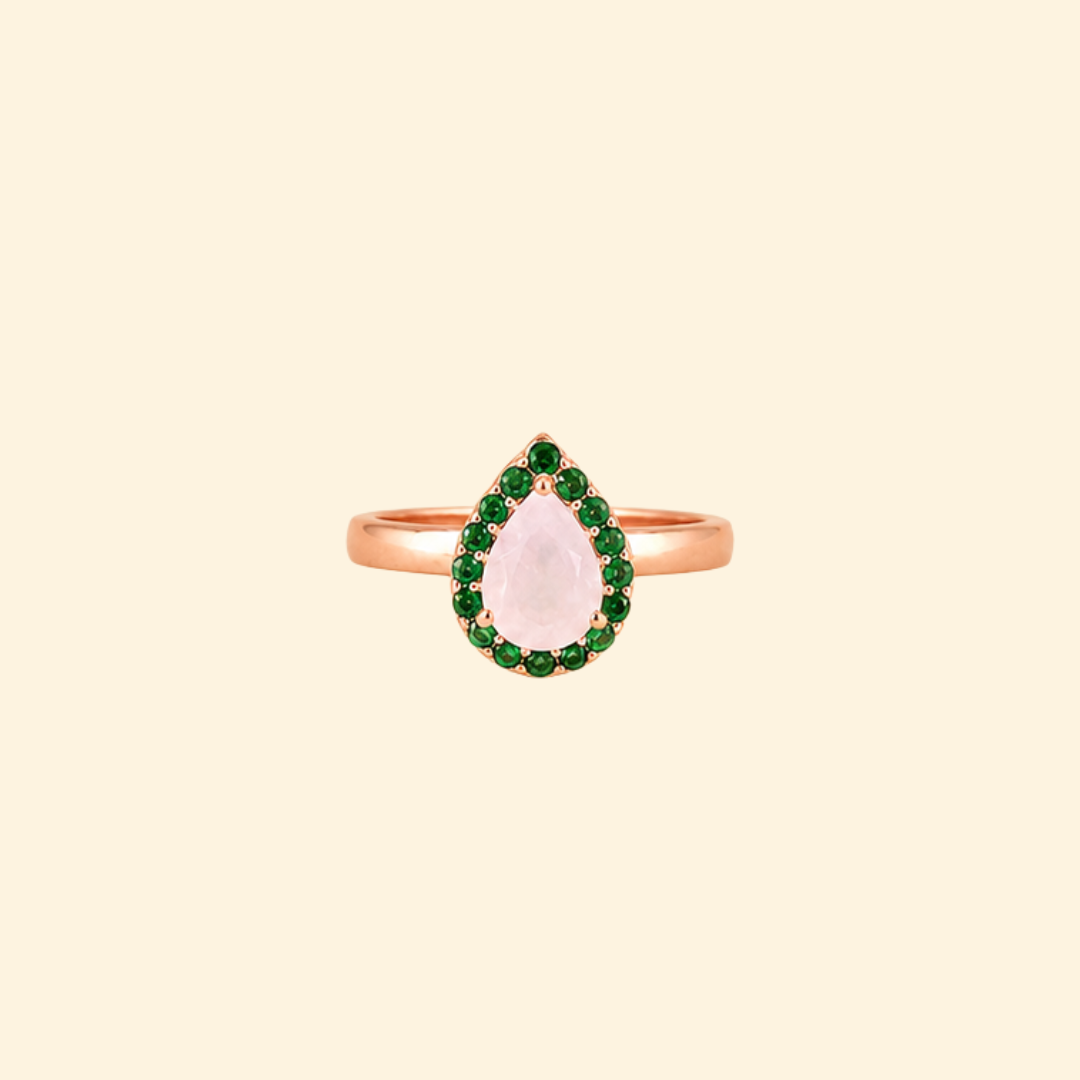 Corallina Pear Rose Quartz Ring