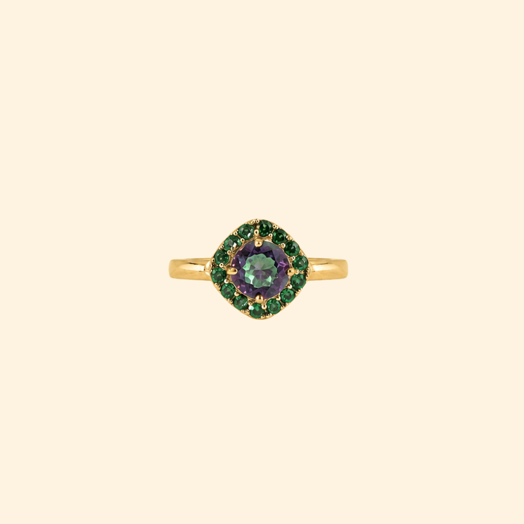 Rhombus Corallina Ring in Mystic Quartz