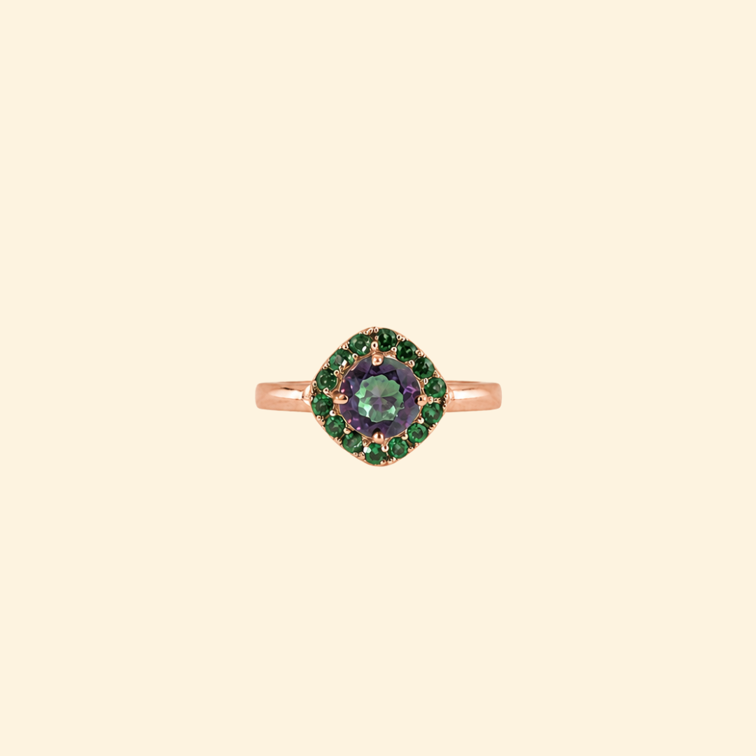 Rhombus Corallina Ring in Mystic Quartz