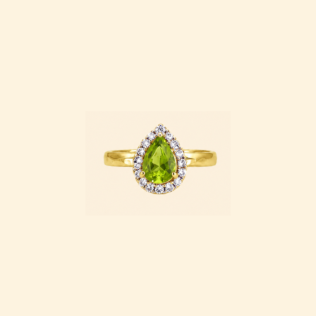 Pear Corallina Ring in Peridot