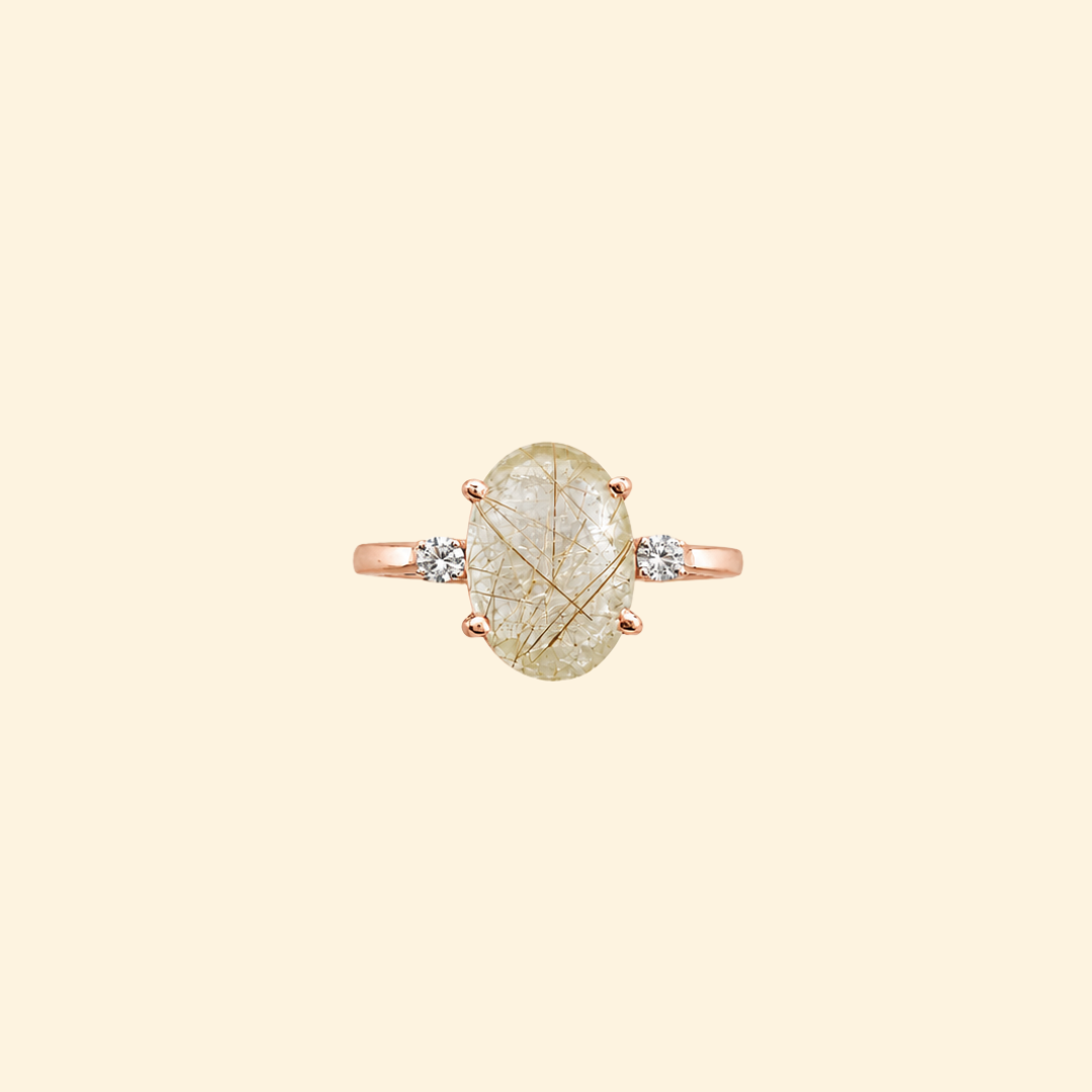 Shooting Star Ring in Golden Rutile