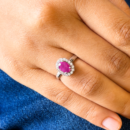 Corallina Oval Ring in Ruby