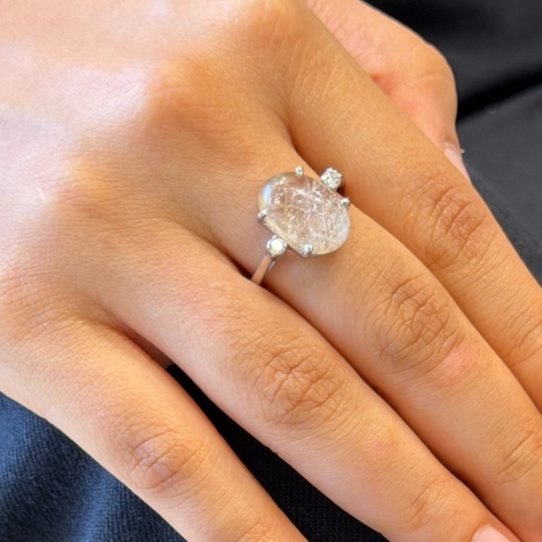 Shooting Star Ring in Golden Rutile