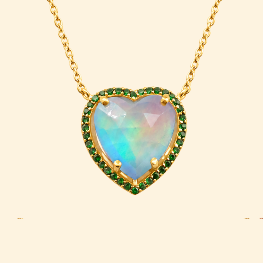 Opal Quartz Heart Necklace