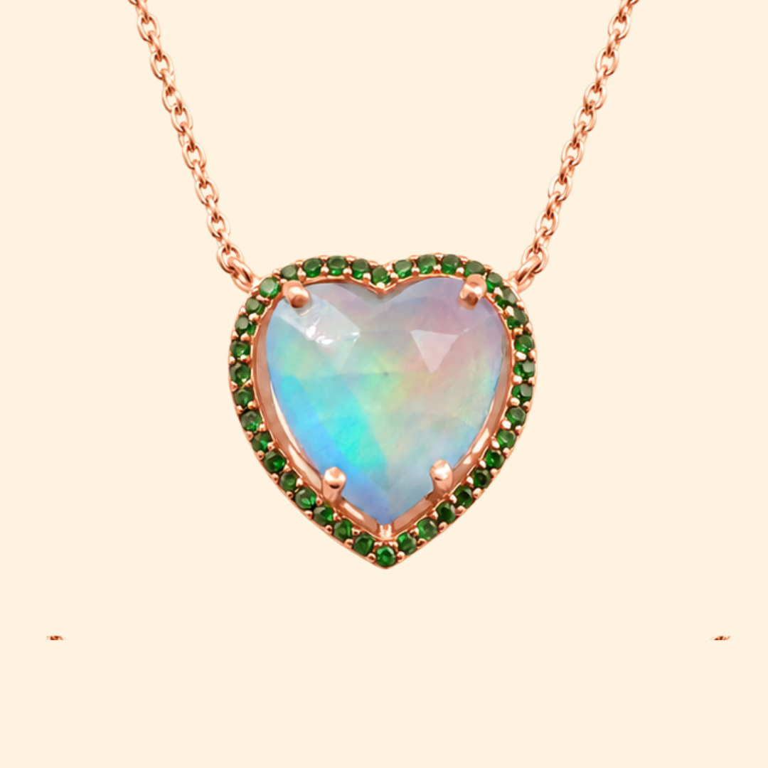 Opal Quartz Heart Necklace