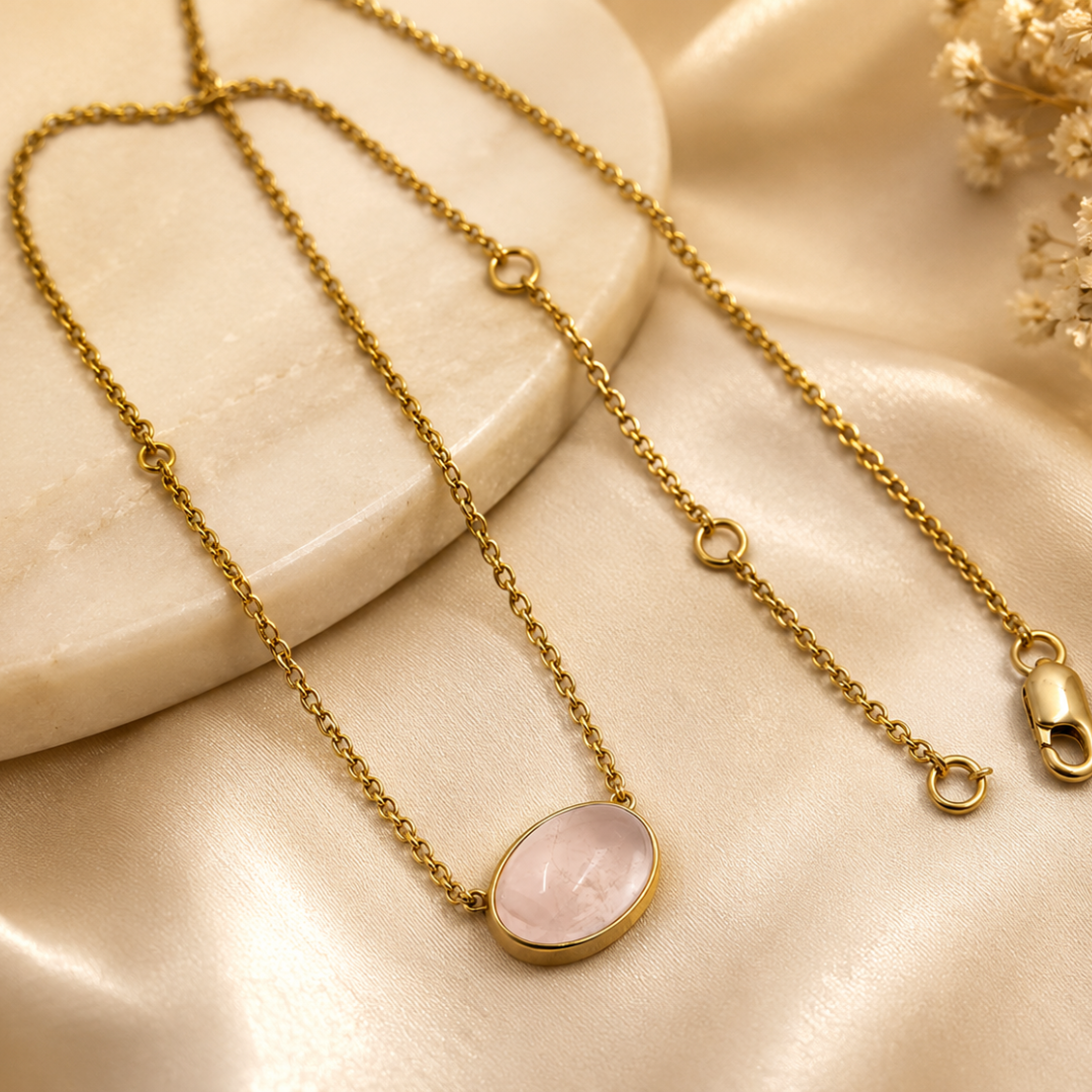 Rose Quartz Cabochon Necklace