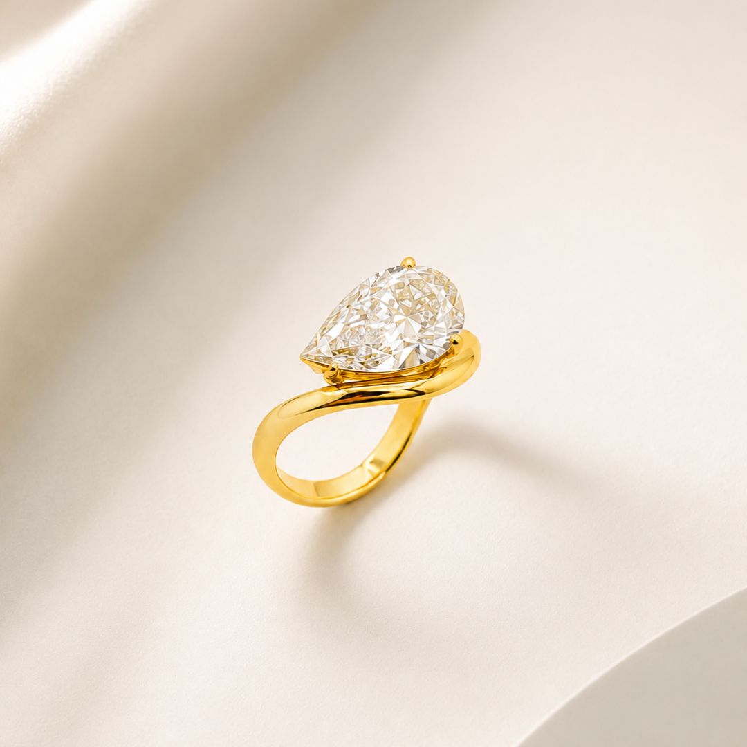 Pear Lab Grown Diamond Solitaire Ring