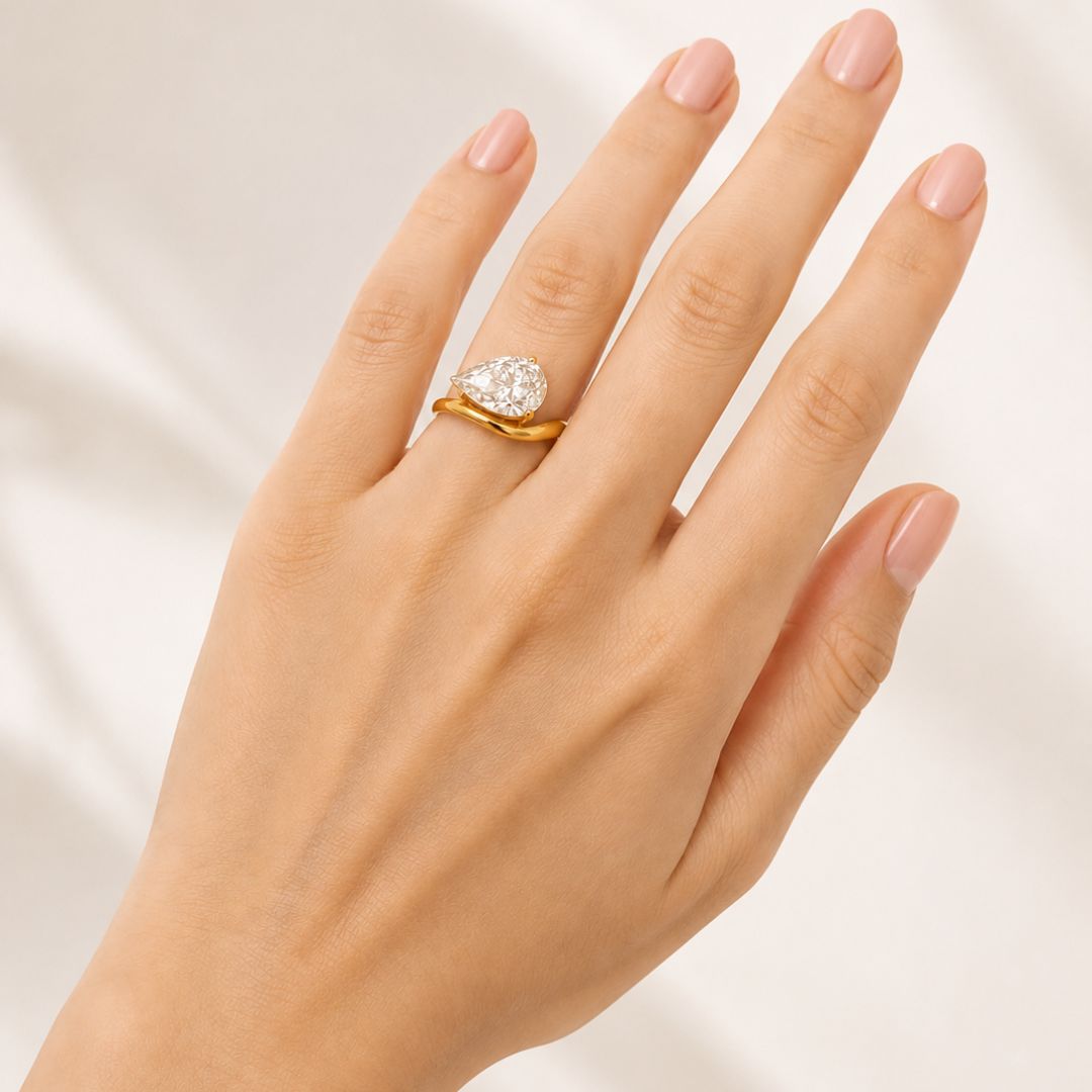Pear Lab Grown Diamond Solitaire Ring