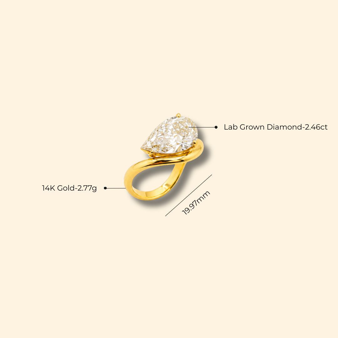 Pear Lab Grown Diamond Solitaire Ring