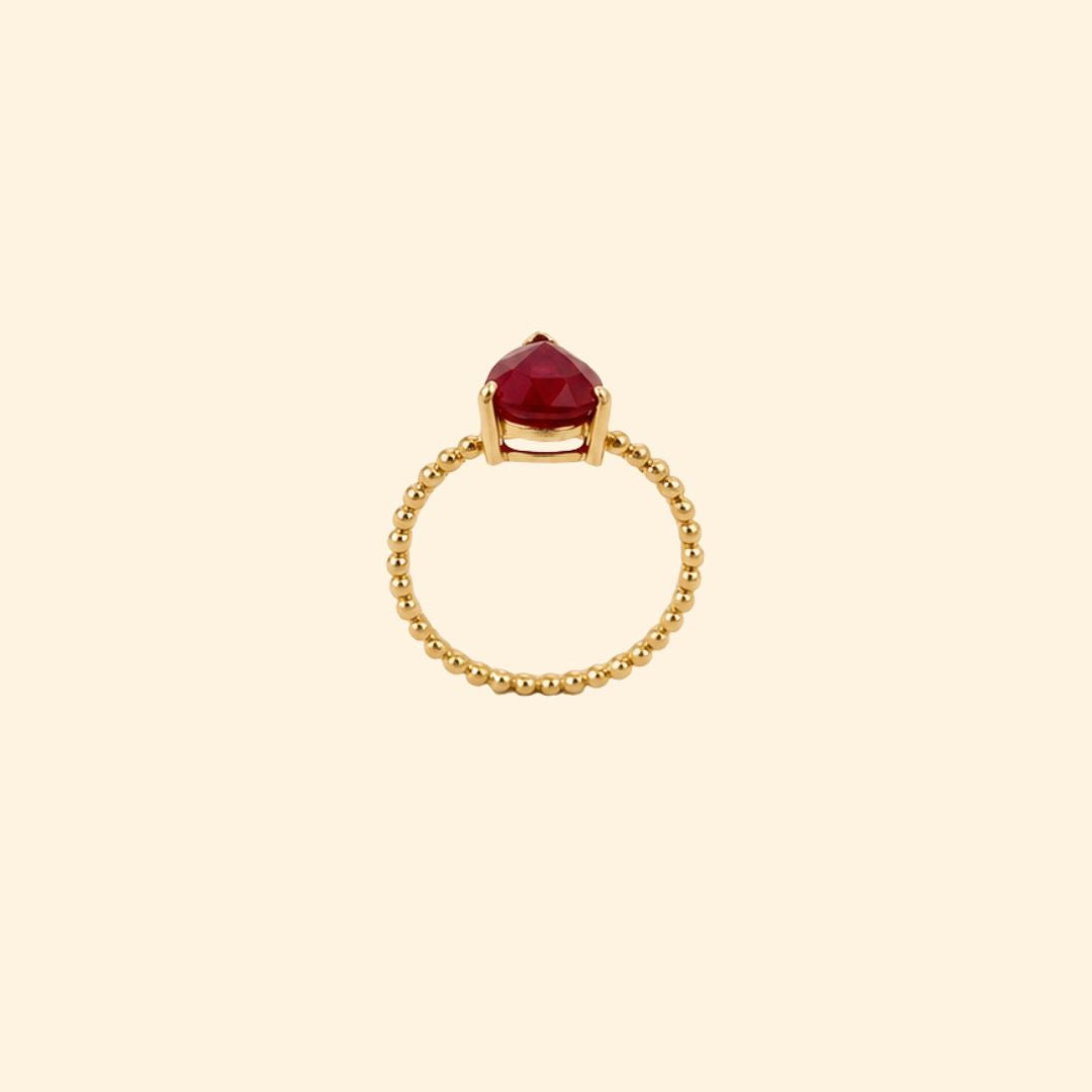 Pear Ruby V-Prong Solitaire Ring