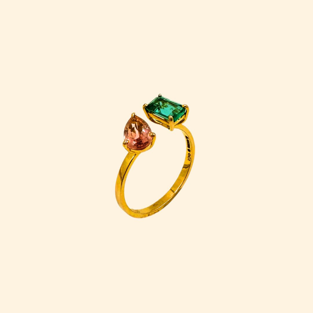 Tourmaline & Emerald Te Moit Ring