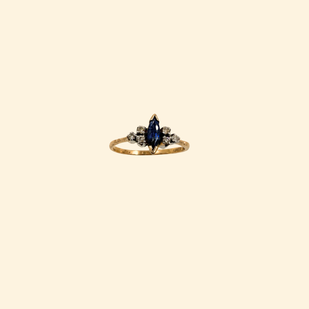 Marquise Sapphire & Diamond Crown Ring