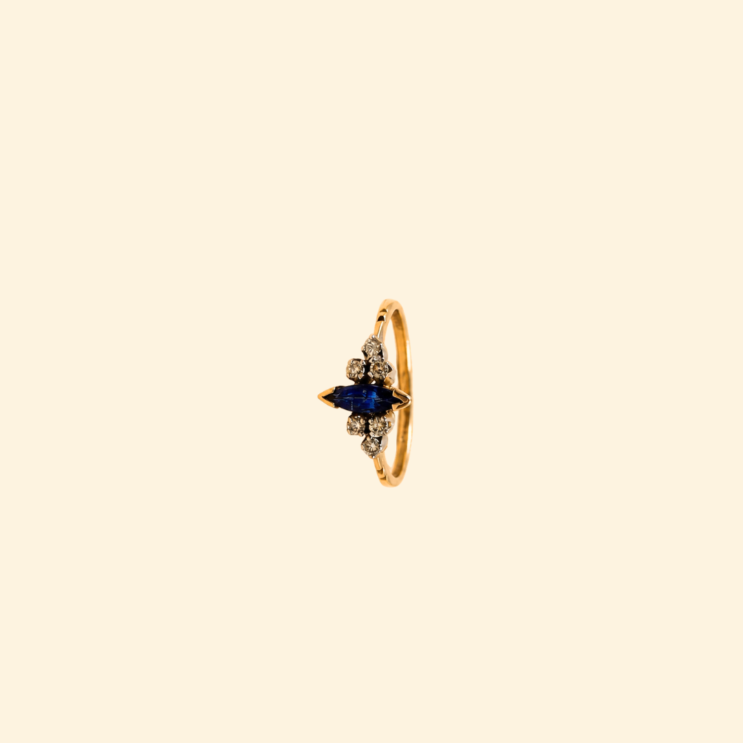Marquise Sapphire & Diamond Crown Ring