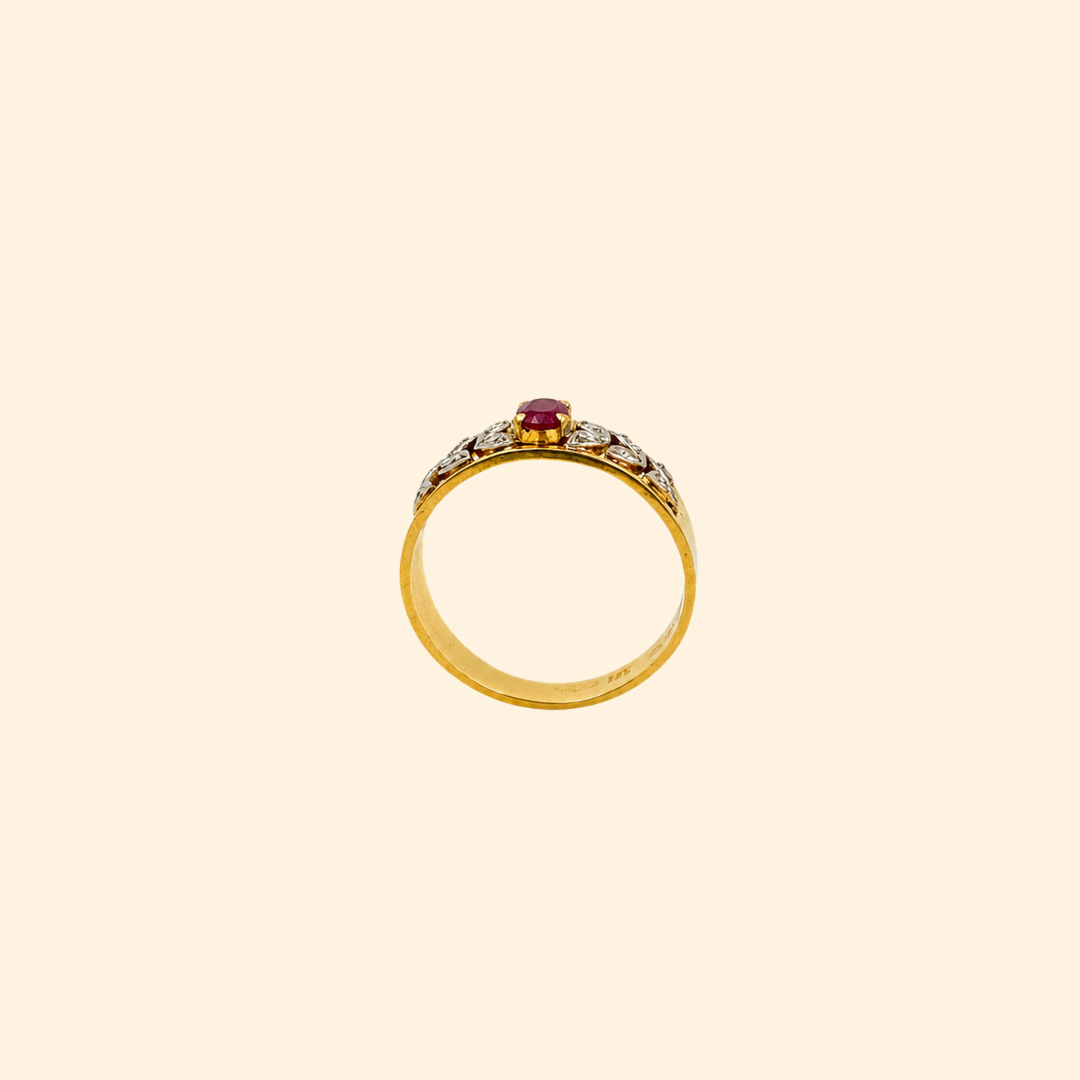 Burma Ruby & Diamond Wide Band Ring