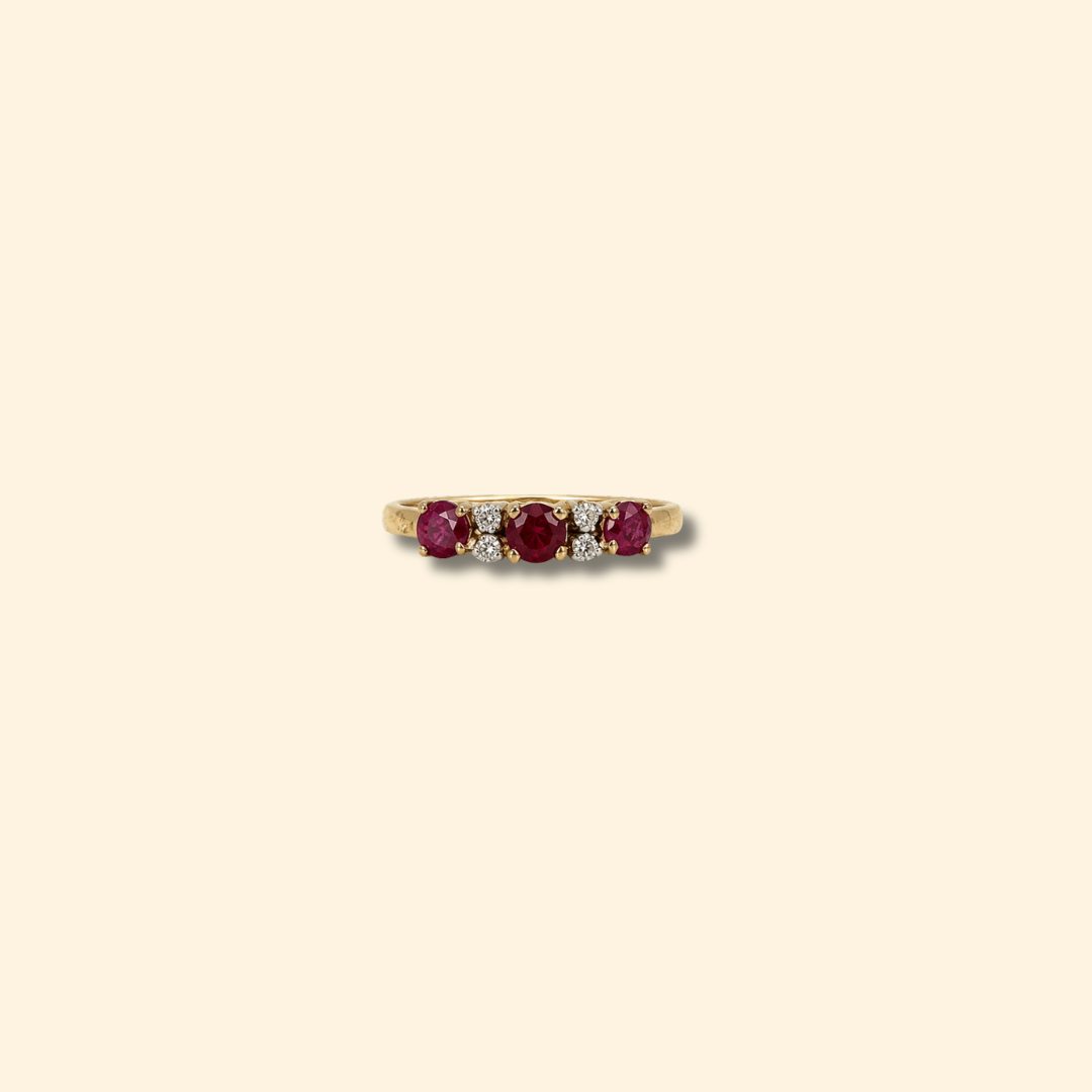 Burma Ruby & Diamond Trio Ring
