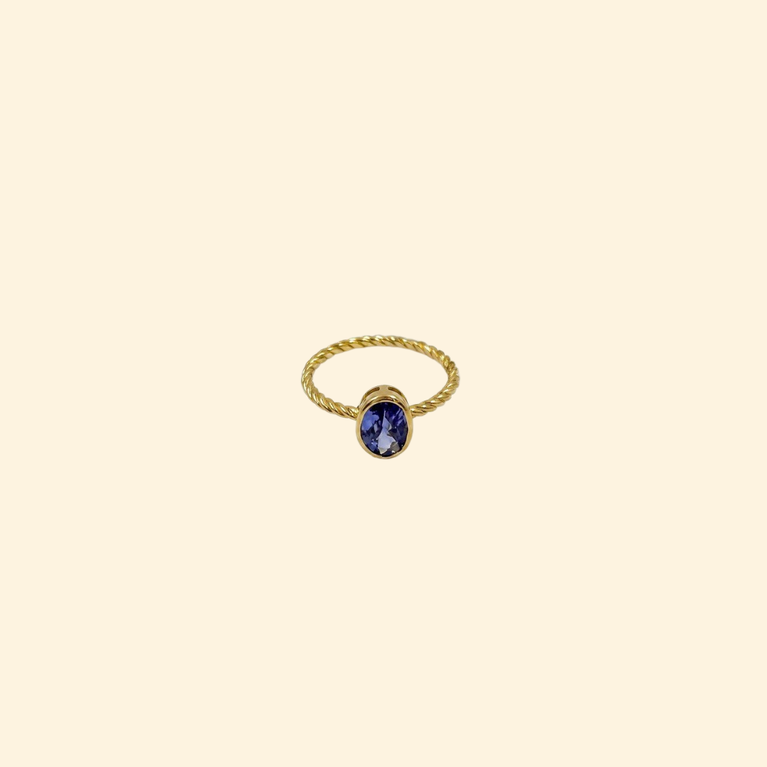 Oval Tanzanite Bezel Rope Band Ring
