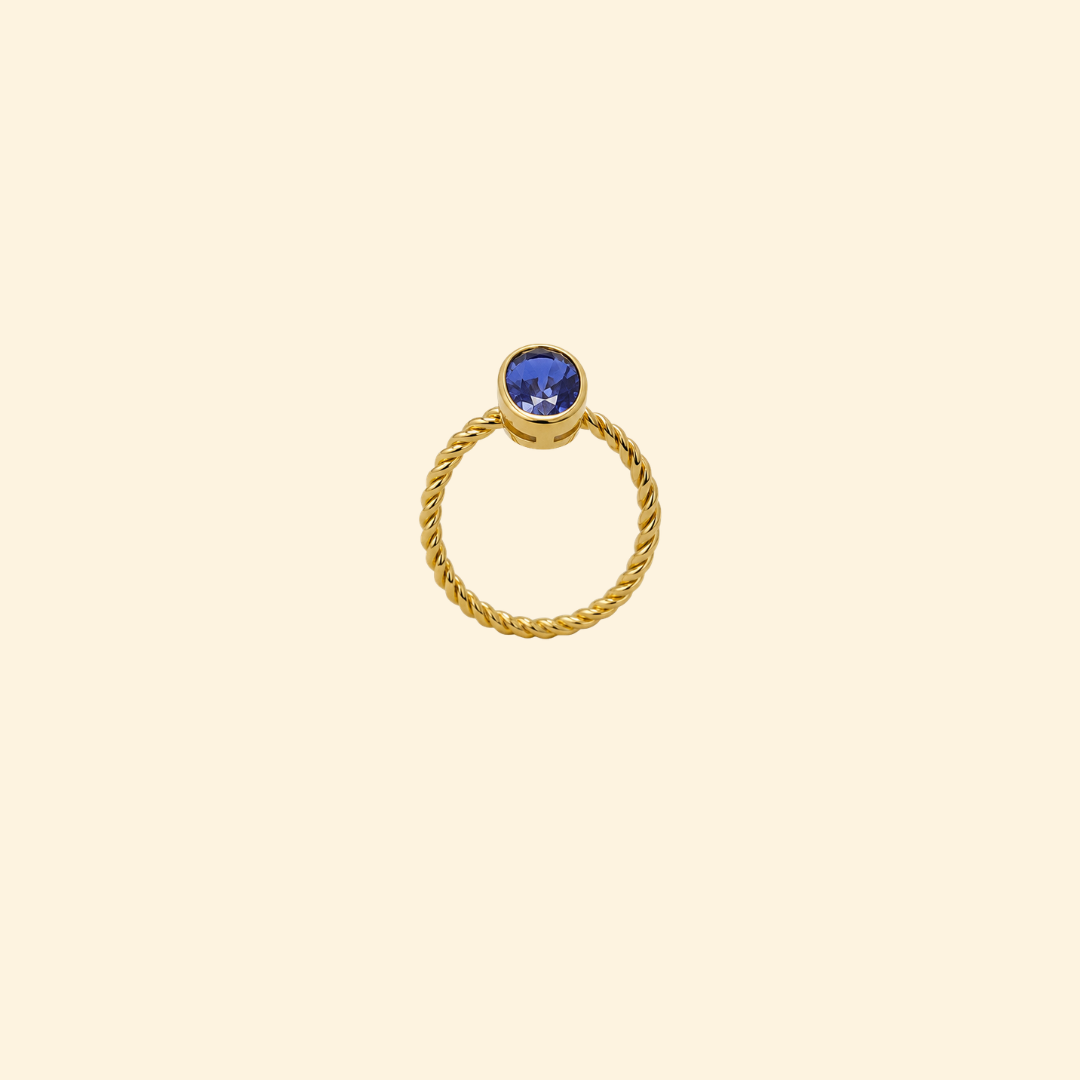 Oval Tanzanite Bezel Rope Band Ring