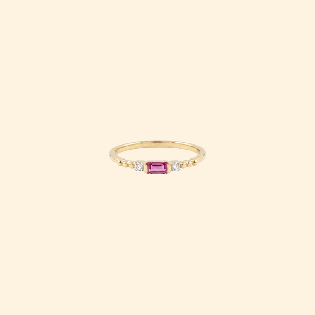 Octagon Tourmaline & Diamond Ring