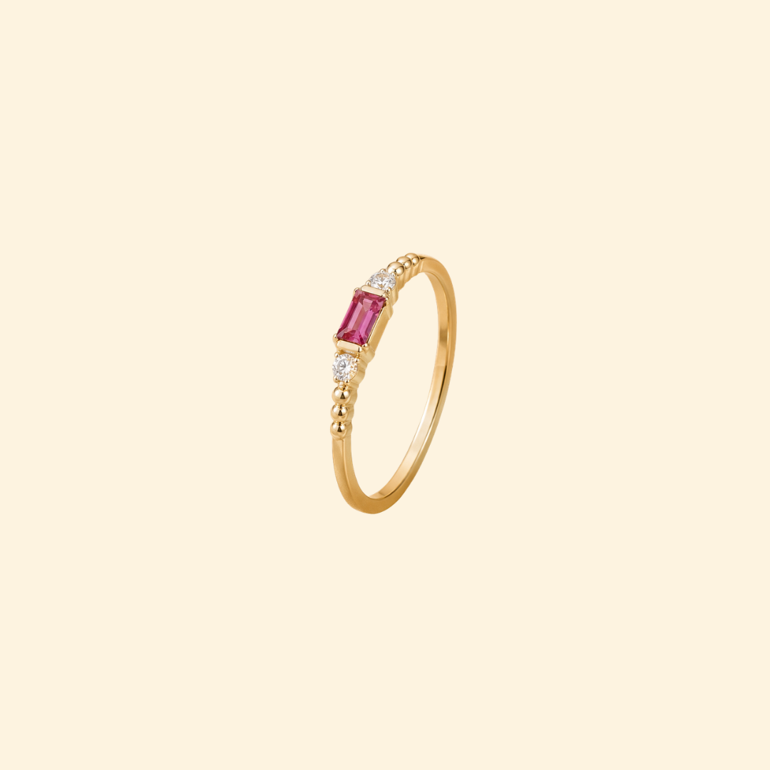 Octagon Tourmaline & Diamond Ring
