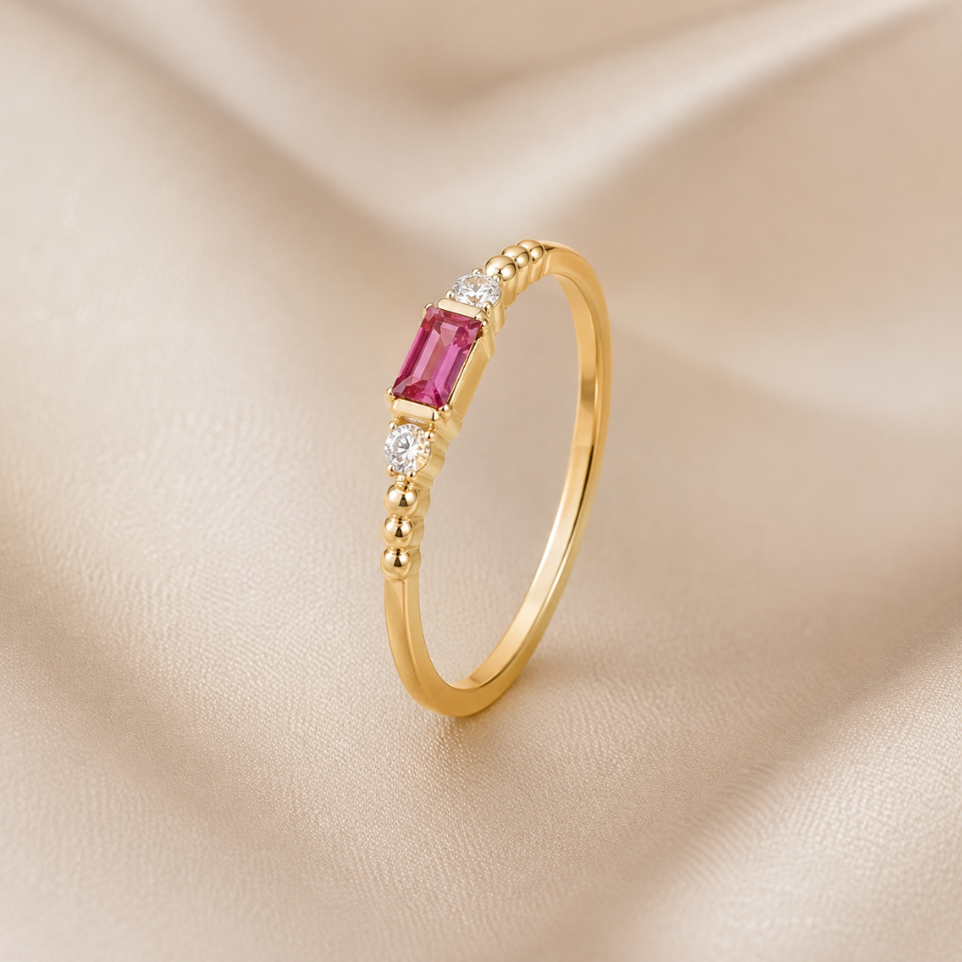 Octagon Tourmaline & Diamond Ring