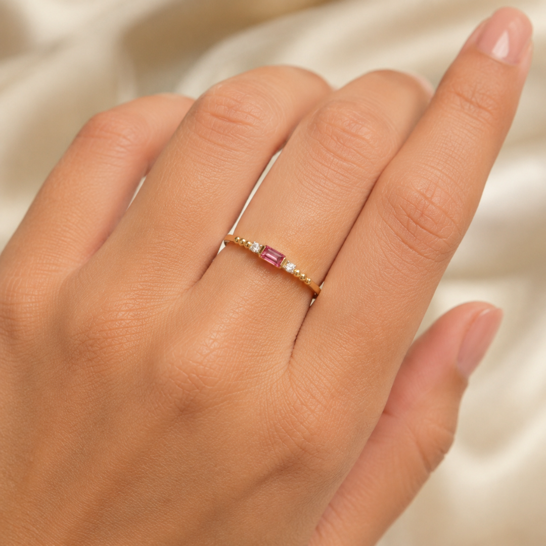 Octagon Tourmaline & Diamond Ring