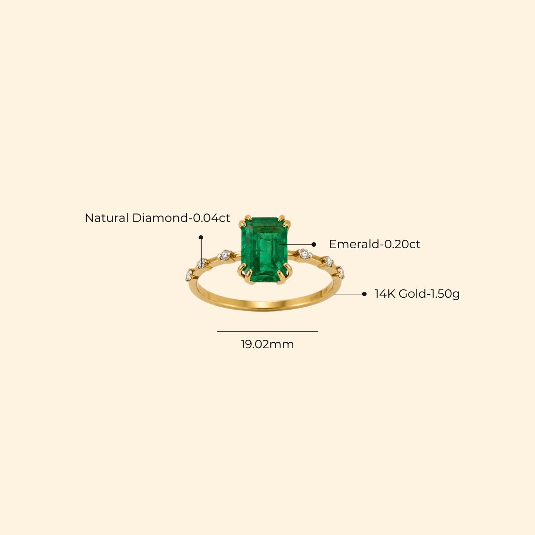 Zambian Emerald Claw Set Diamond Ring