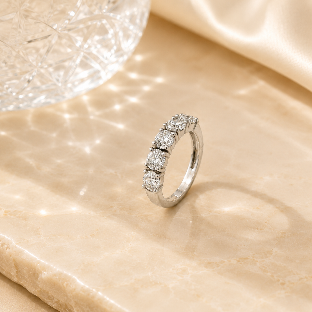 Round Diamond Half Eternity Band