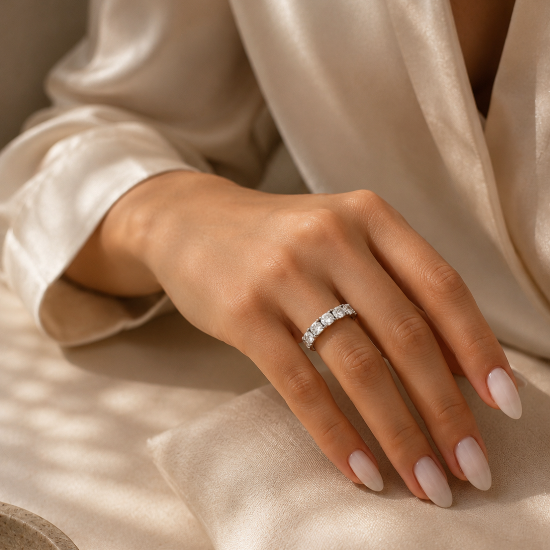 Round Diamond Half Eternity Band