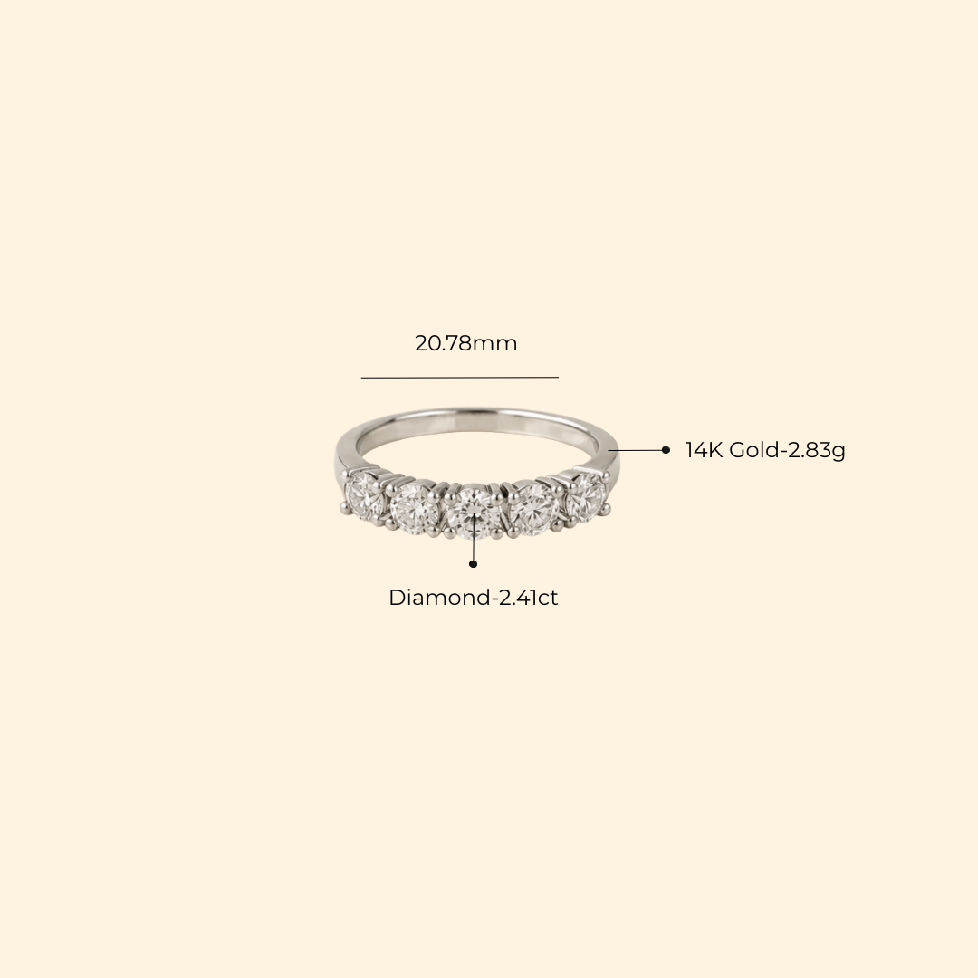 Round Diamond Half Eternity Band