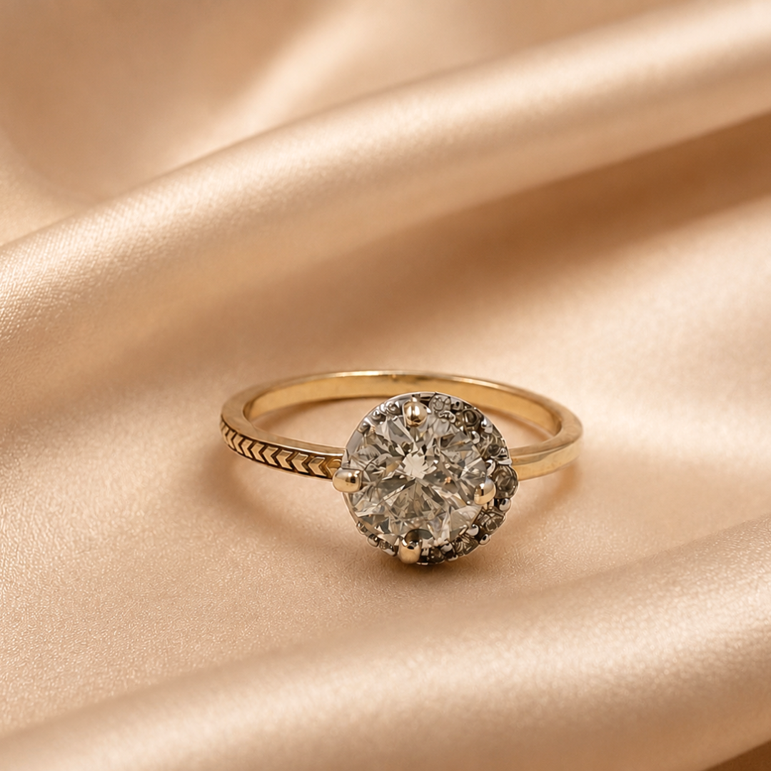 Crescent Solitaire Ring