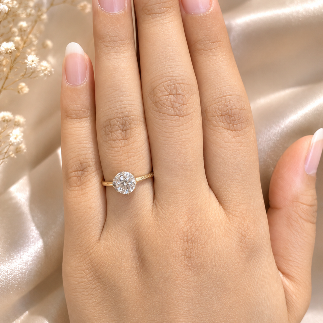 Crescent Solitaire Ring